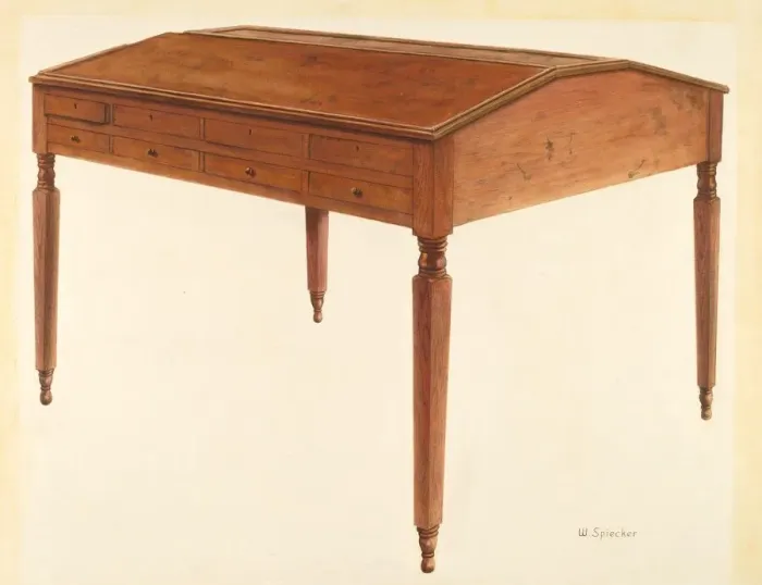 Framed Print : Bishop Hill: Accounting Desk, c. 1938. Creator: William Spiecker Framed Print : Bishop Hill: Accounting Desk, c. 1938. Creator: William Spiecker
