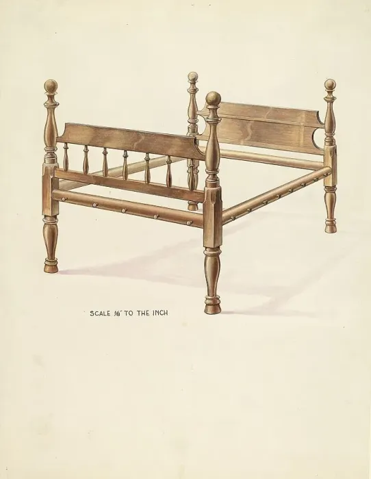 Framed Print : Bishop Hill: Bed, c. 1936. Creator: Wellington Blewett Framed Print : Bishop Hill: Bed, c. 1936. Creator: Wellington Blewett