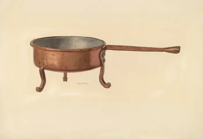 Framed Print : Bishop Hill: Copper Skillet, c. 1938. Creator: Bisby Finley Framed Print : Bishop Hill: Copper Skillet, c. 1938. Creator: Bisby Finley