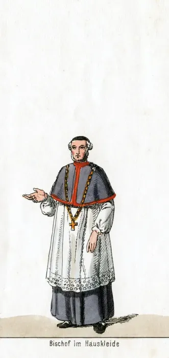 Framed Print : Bishop in house dress, costume design for Shakespeares play, Henry VIII, 19th century Framed Print : Bishop in house dress, costume design for Shakespeares play, Henry VIII, 19th century