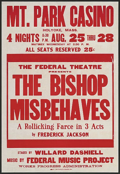 The Bishop Misbehaves, Holyoke, MA, 1937. Creator: Unknown