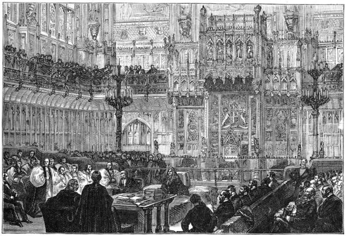 Framed Print : The Bishop of Peterborough addressing the House of Lords, mid-late 19th century, (1900) Framed Print : The Bishop of Peterborough addressing the House of Lords, mid-late 19th century, (1900)
