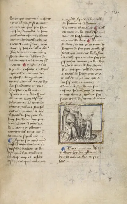 Framed Print : The Bishop of Rouen Presenting the Ducal Sword to Richard I; Chronique de Normandie, about 1400-1415 Creator: Unknown Framed Print : The Bishop of Rouen Presenting the Ducal Sword to Richard I; Chronique de Normandie, about 1400-1415 Creator: Unknown