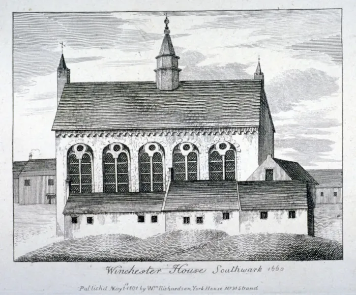 Framed Print : The Bishop of Winchesters palace, Winchester House, Southwark, London, 1801. Artist Framed Print : The Bishop of Winchesters palace, Winchester House, Southwark, London, 1801. Artist