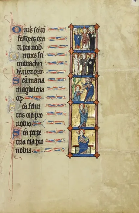 Framed Print : Two Bishops and a Nimbed Priest: Two Nimbed Abbots and a Nimbed Monk... about 1300. Creator: Unknown Framed Print : Two Bishops and a Nimbed Priest: Two Nimbed Abbots and a Nimbed Monk... about 1300. Creator: Unknown
