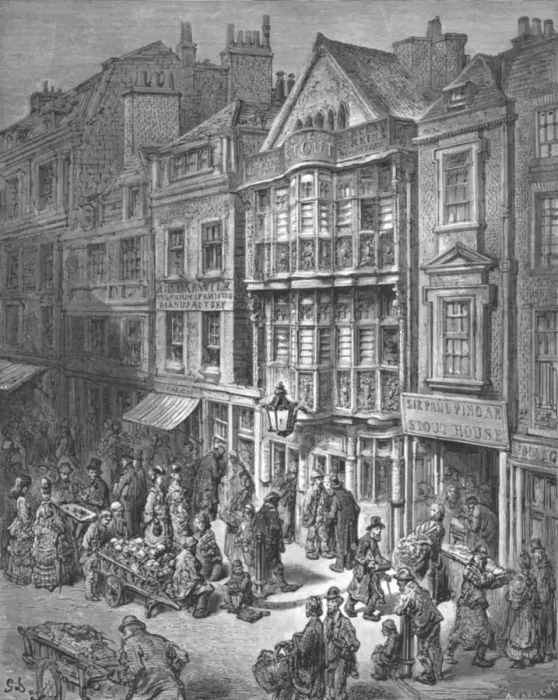 Framed Print : Bishopsgate Street, 1872. Creator: Gustave Doré Framed Print : Bishopsgate Street, 1872. Creator: Gustave Doré
