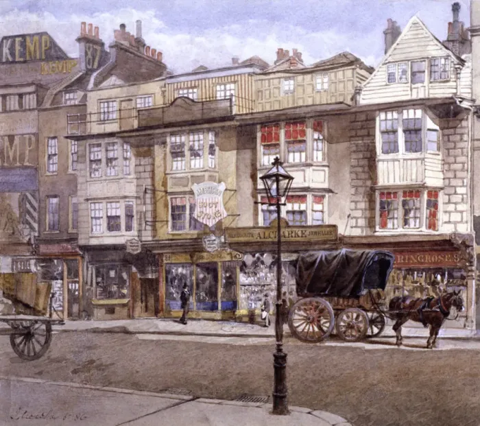 Framed Print : Bishopsgate (Street), London, 1886. Artist: John Crowther Framed Print : Bishopsgate (Street), London, 1886. Artist: John Crowther