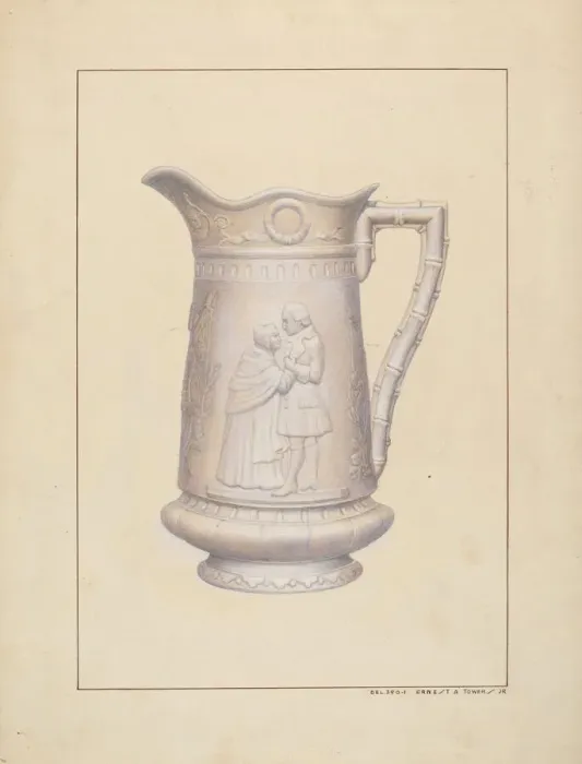 Framed Print : Bisque Water Pitcher, c. 1938. Creator: Ernest A Towers Jr Framed Print : Bisque Water Pitcher, c. 1938. Creator: Ernest A Towers Jr