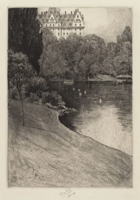 Framed Print : Bit of Central Park, probably 1918. Creator: Charles Frederick William Mielatz Framed Print : Bit of Central Park, probably 1918. Creator: Charles Frederick William Mielatz
