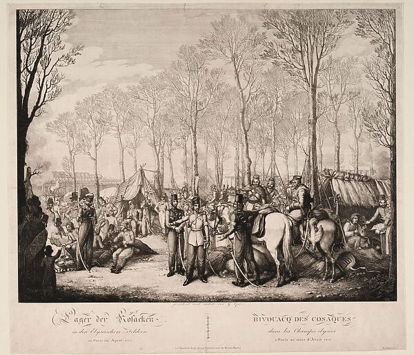 Bivouac of the Cossacks at the Avenue des Champs-Elysees in Paris on April 1814, 1814