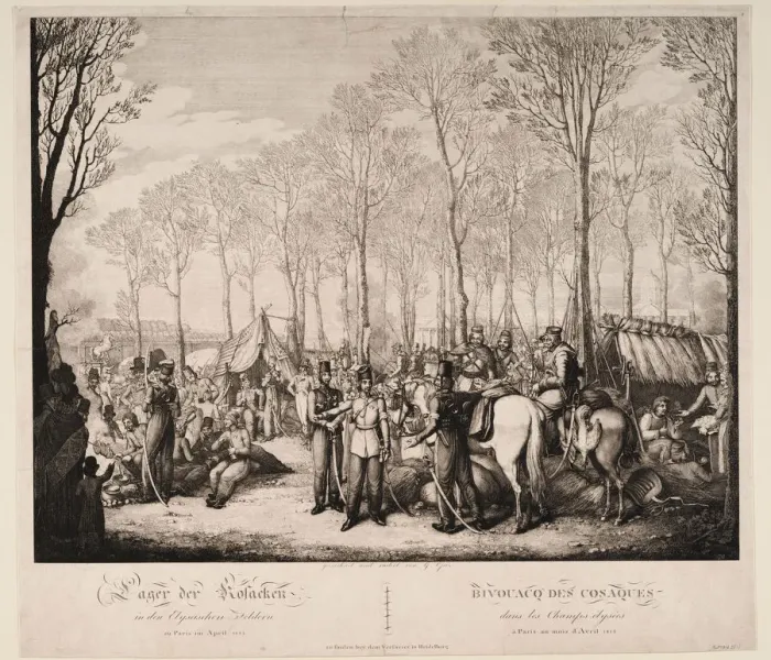 Framed Print : Bivouac of the Cossacks at the Avenue des Champs-Elysees in Paris on April 1814, 1814 Framed Print : Bivouac of the Cossacks at the Avenue des Champs-Elysees in Paris on April 1814, 1814