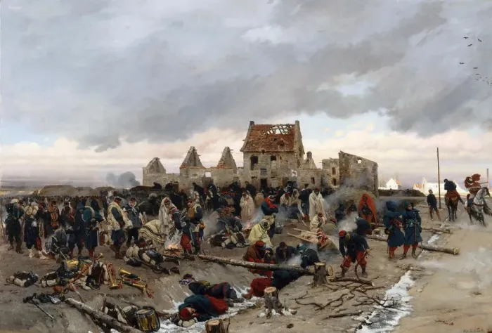Framed Print : Bivouac at Le Bourget. Artist: Neuville, Alphonse Marie, de (1835-1885) Framed Print : Bivouac at Le Bourget. Artist: Neuville, Alphonse Marie, de (1835-1885)