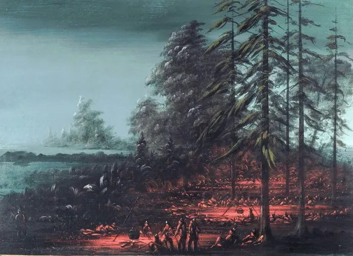 Framed Print : Bivouac of a Sioux War Party, 1861 / 1869. Creator: George Catlin Framed Print : Bivouac of a Sioux War Party, 1861 / 1869. Creator: George Catlin