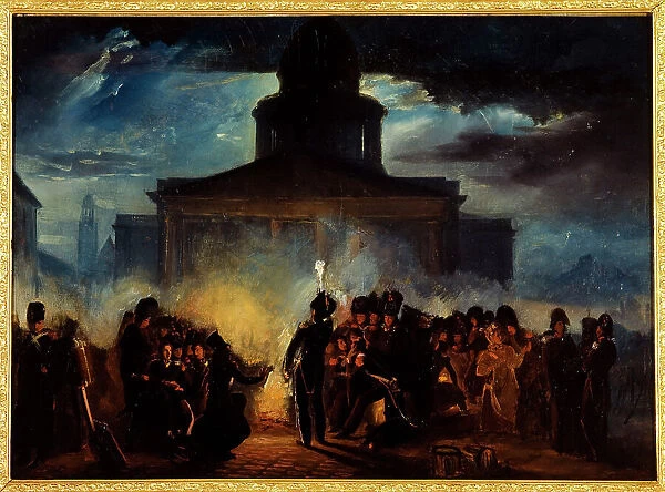 Bivouacplace du Panthéon, dans la nuit du 22 au 23 décembre 1830, 1830. Creator: Auguste Raffet