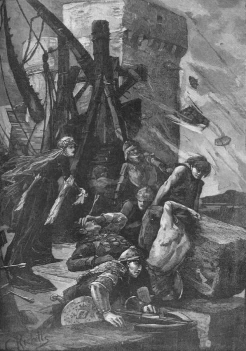 Framed Print : Black Agnes at the Siege of Dunbar, 1338 (1905). Artist: Charless Ricketts Framed Print : Black Agnes at the Siege of Dunbar, 1338 (1905). Artist: Charless Ricketts