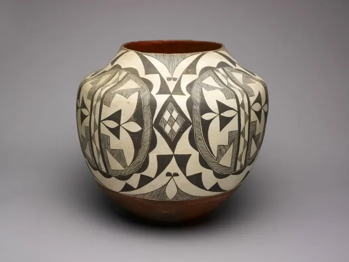 Framed Print : Black-and-White Storage Jar with Abstract Geometric Motifs, 1890s. Creator: Unknown Framed Print : Black-and-White Storage Jar with Abstract Geometric Motifs, 1890s. Creator: Unknown