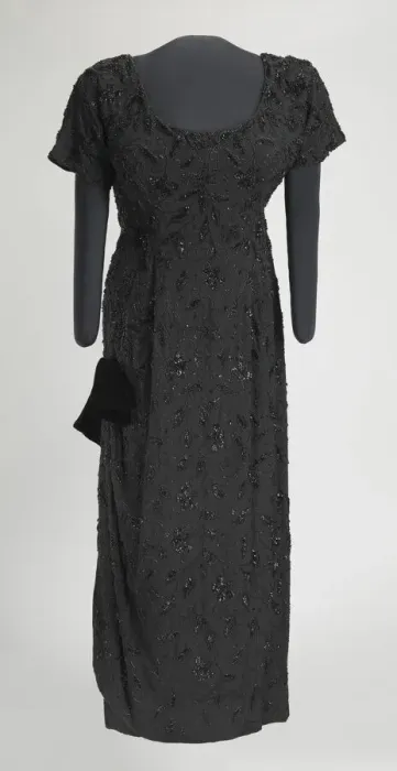 Framed Print : Black beaded dress designed by Zelda Wynn and worn by Ella Fitzgerald, late 1940s Framed Print : Black beaded dress designed by Zelda Wynn and worn by Ella Fitzgerald, late 1940s