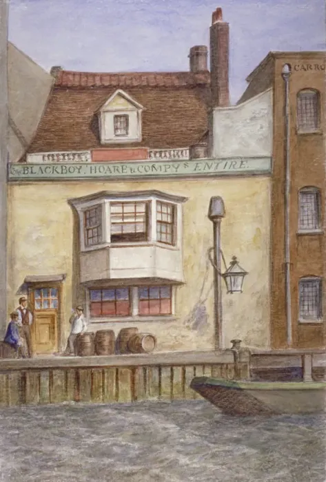 Framed Print : The Black Boy Inn, St Katherines Way, Stepney, London, c1865. Artist: JT Wilson Framed Print : The Black Boy Inn, St Katherines Way, Stepney, London, c1865. Artist: JT Wilson