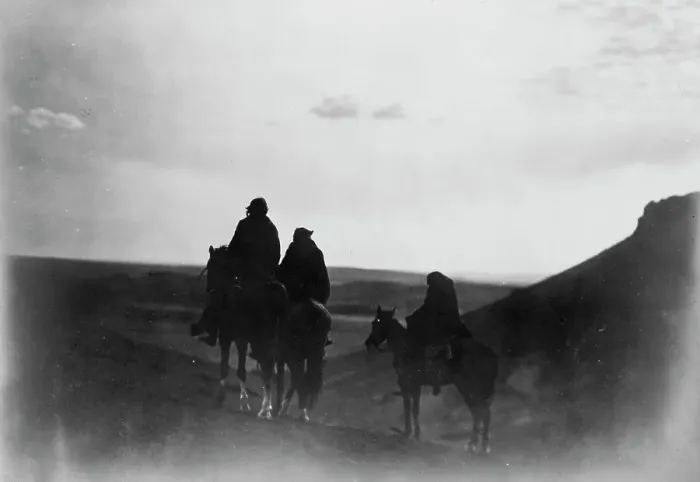 Framed Print : Among the Black Buttes-Navaho land, c1905. Creator: Edward Sheriff Curtis Framed Print : Among the Black Buttes-Navaho land, c1905. Creator: Edward Sheriff Curtis