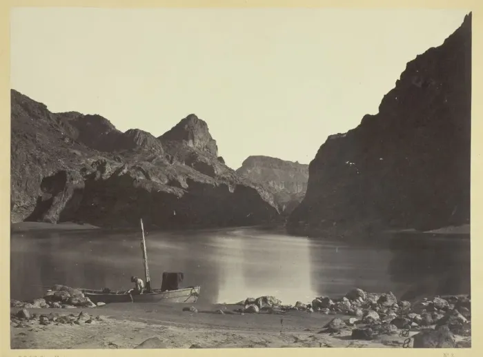Framed Print : Black Canon, Colorado River, from Camp 8, Looking Above, 1871. Creator: Tim O'Sullivan Framed Print : Black Canon, Colorado River, from Camp 8, Looking Above, 1871. Creator: Tim O'Sullivan