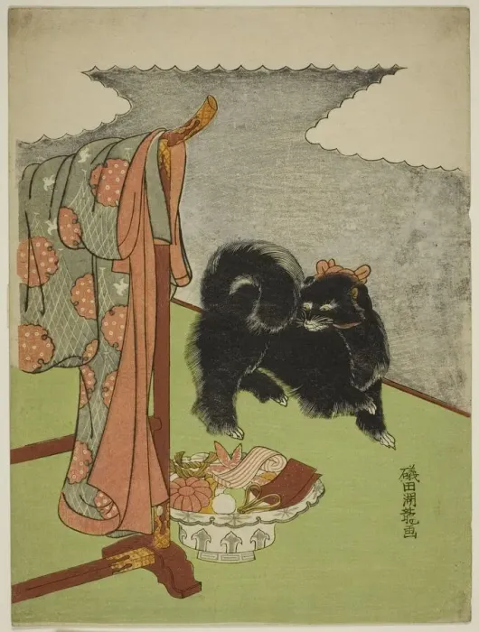 Framed Print : Black Dog, c. 1772 / 81. Creator: Isoda Koryusai Framed Print : Black Dog, c. 1772 / 81. Creator: Isoda Koryusai