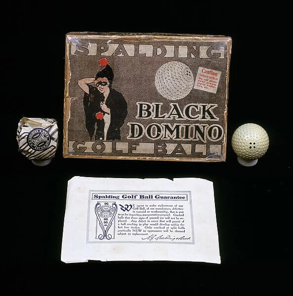 Black Domino rubber-core golf balls made for the Spalding Co, 1908