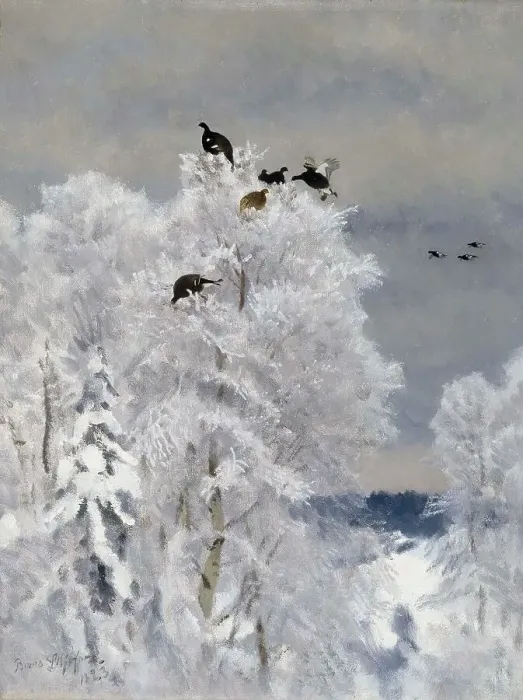 Framed Print : Black Grouse in a Treetop, 1923. Creator: Bruno Liljefors Framed Print : Black Grouse in a Treetop, 1923. Creator: Bruno Liljefors