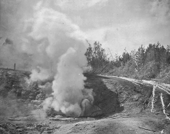 Framed Print : The Black Growler, Norris Geyser Basin, Yellowstone Park, Montana, USA, c1900. Creator: Unknown Framed Print : The Black Growler, Norris Geyser Basin, Yellowstone Park, Montana, USA, c1900. Creator: Unknown