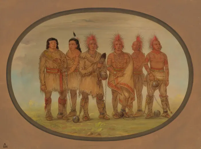 Framed Print : Black Hawk and Five Other Saukie Prisoners, 1861 / 1869. Creator: George Catlin Framed Print : Black Hawk and Five Other Saukie Prisoners, 1861 / 1869. Creator: George Catlin