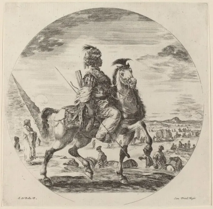 Framed Print : A Black Horseman. Creator: Stefano della Bella Framed Print : A Black Horseman. Creator: Stefano della Bella