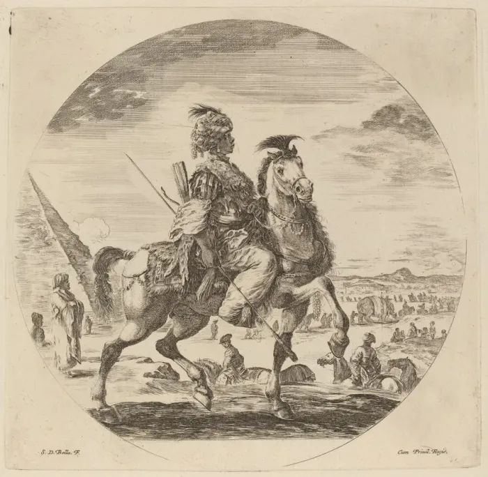 Framed Print : A Black Horseman. Creator: Stefano della Bella Framed Print : A Black Horseman. Creator: Stefano della Bella