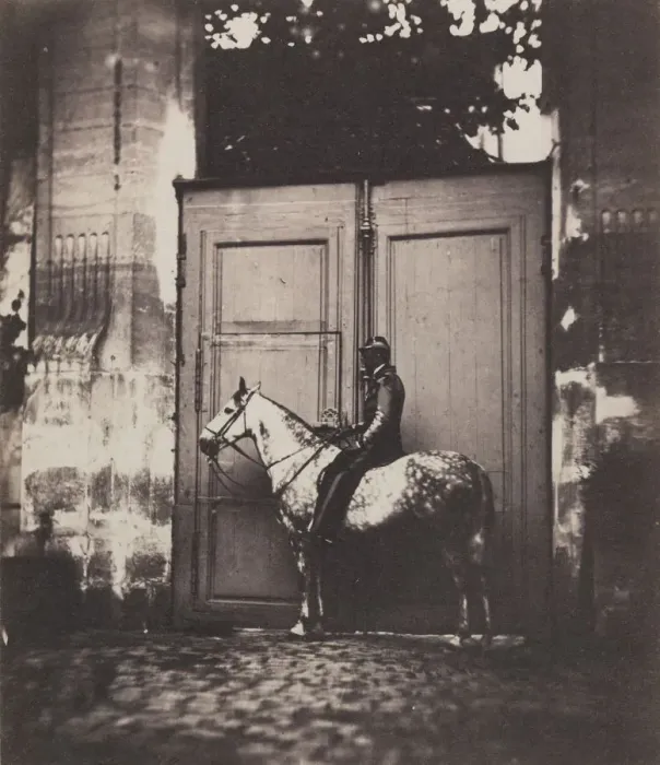 Framed Print : Black Horseman in Front of a Doorway, c. 1855. Creator: Unidentified Photographer Framed Print : Black Horseman in Front of a Doorway, c. 1855. Creator: Unidentified Photographer