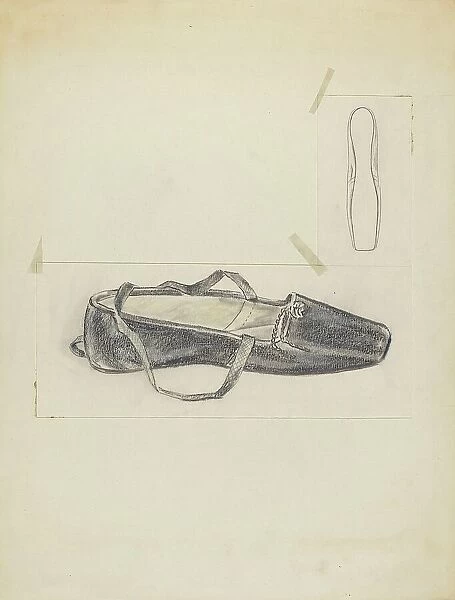 Black Leather Slipper, c. 1940. Creator: Melita Hofmann