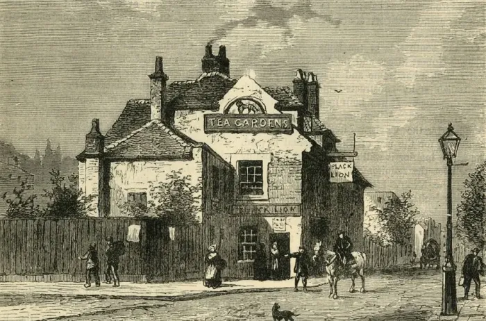 Framed Print : The Black Lion, Church Street, Chelsea, in 1820, (c1876). Creator: Unknown Framed Print : The Black Lion, Church Street, Chelsea, in 1820, (c1876). Creator: Unknown