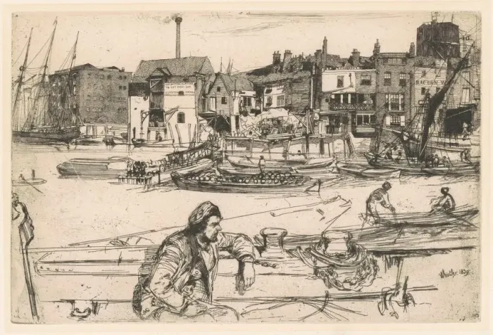 Framed Print : Black Lion Wharf, 1859. Creator: James Abbott McNeill Whistler Framed Print : Black Lion Wharf, 1859. Creator: James Abbott McNeill Whistler