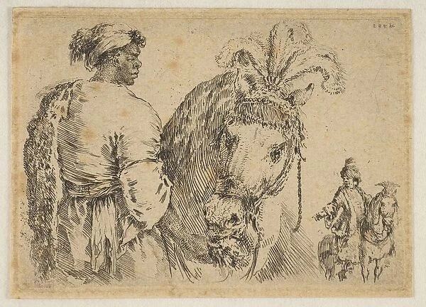 A Black Man Feeding a Horse, ca. 1662. Creator: Stefano della Bella
