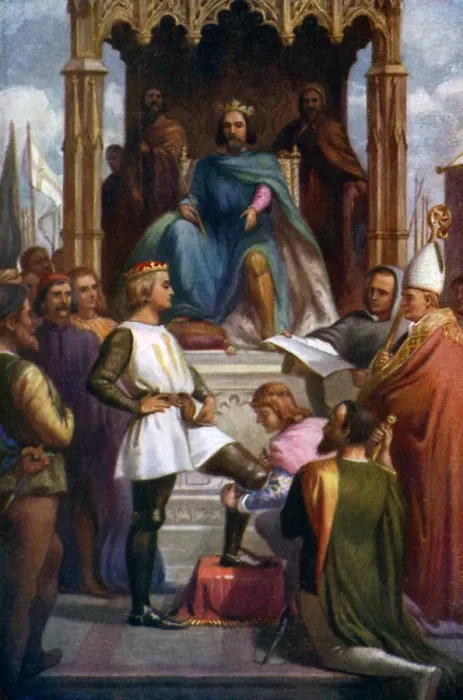 Framed Print : The Black Prince being made a Knight of the Garter, 1925 Framed Print : The Black Prince being made a Knight of the Garter, 1925
