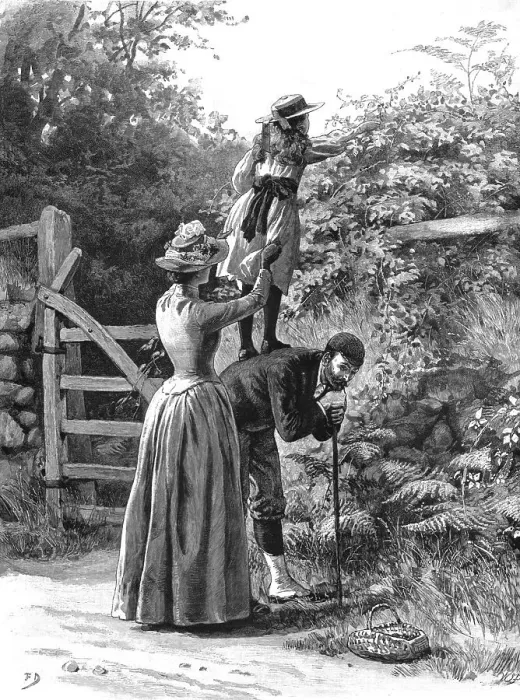 Framed Print : Blackberrying in a Devonshire Lane, 1891. Creator: Frank Dadd Framed Print : Blackberrying in a Devonshire Lane, 1891. Creator: Frank Dadd