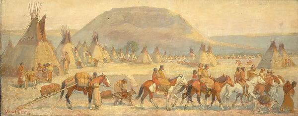 Blackfoot Camp Scene, late 19th-early 20th century. Creator: Edwin Willard Deming