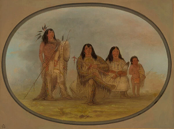 A Blackfoot Chief, His Wife, and a Medicine Man, 1861 / 1869. Creator: George Catlin