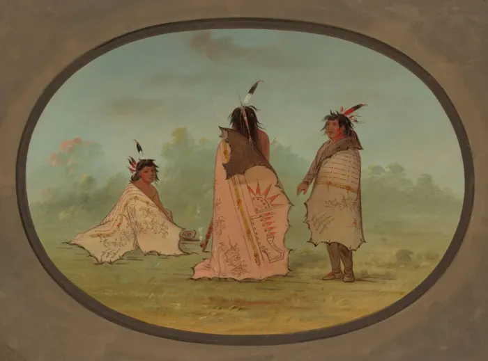 Framed Print : Three Blackfoot Men, 1855  /  1869. Creator: George Catlin