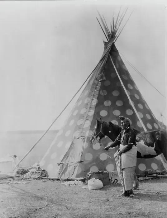 Framed Print : A Blackfoot tepee, c1927. Creator: Edward Sheriff Curtis Framed Print : A Blackfoot tepee, c1927. Creator: Edward Sheriff Curtis
