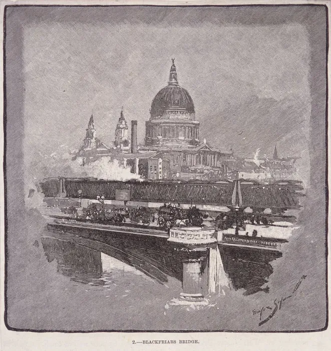 Framed Print : Blackfriars Bridge, London, 1796. Artist: James Walker Framed Print : Blackfriars Bridge, London, 1796. Artist: James Walker