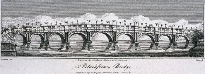 Framed Print : Blackfriars Bridge, London, 1806. Artist: Samuel Owen Framed Print : Blackfriars Bridge, London, 1806. Artist: Samuel Owen