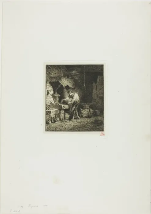 Framed Print : Blacksmith Facing Left, 1850. Creator: Charles Emile Jacque Framed Print : Blacksmith Facing Left, 1850. Creator: Charles Emile Jacque