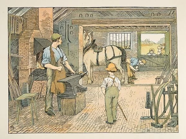The Blacksmith, from Four and Twenty Toilers, pub. 1900 (colour lithograph)