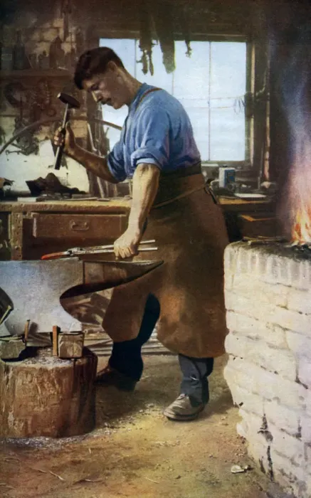 Framed Print : Blacksmith at work, England, c1922. Artist: Sidney H Nicholls Framed Print : Blacksmith at work, England, c1922. Artist: Sidney H Nicholls