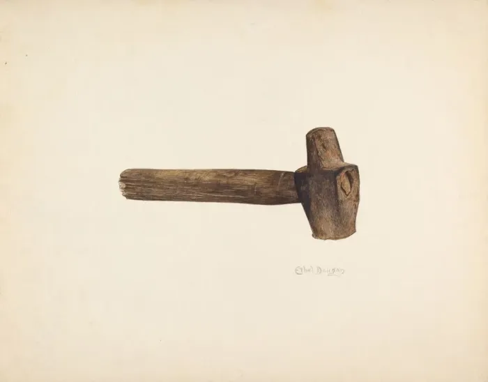 Framed Print : Blacksmiths Hammer, c. 1940. Creator: Ethel Dougan Framed Print : Blacksmiths Hammer, c. 1940. Creator: Ethel Dougan