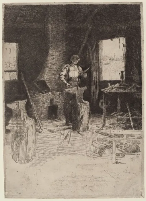 Framed Print : The Blacksmiths Shop. Creator: Julian Alden Weir Framed Print : The Blacksmiths Shop. Creator: Julian Alden Weir
