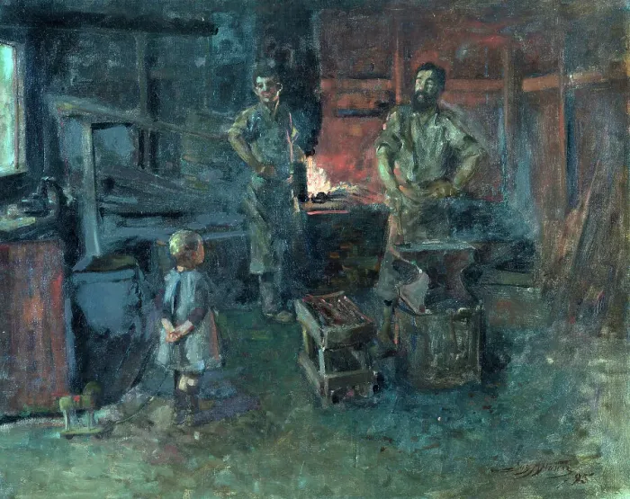 Framed Print : Blacksmith's shop in Tinakori Road, 1895. Creator: James McLauchlan Nairn Framed Print : Blacksmith's shop in Tinakori Road, 1895. Creator: James McLauchlan Nairn